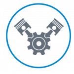 Automotive program icon on a blue square