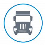 Truck driving icon showing the front of a semi truck