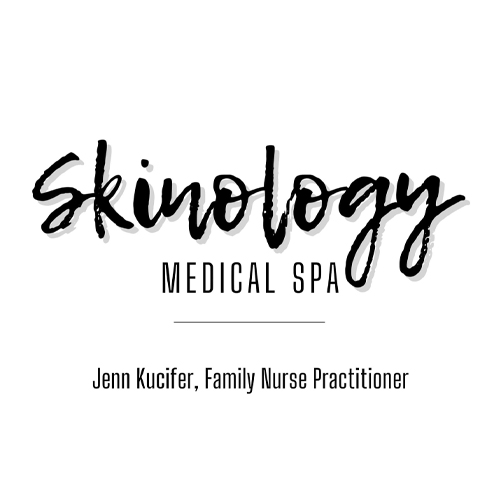 Logo for Skinology Medical Spa. Jenn Kucifer, family nurse practitioner.